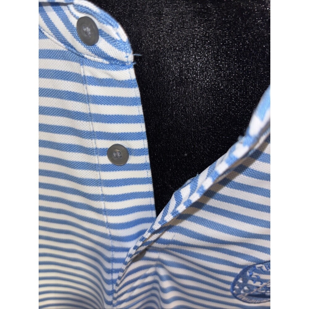 Cutter & Buck Polo Shirt Mens XXL Blue Stripe Performance Stretch NEW Oilmen's - Picture 4 of 9